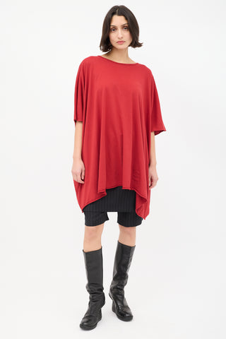 Rick Owens DRKSHDW Red Cotton Oversized T-Shirt