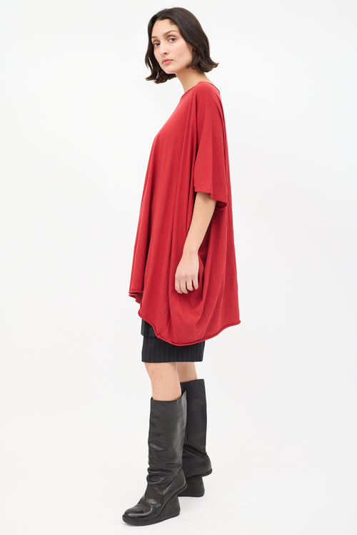 Rick Owens DRKSHDW Red Cotton Oversized T-Shirt