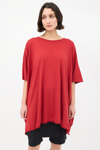 Rick Owens DRKSHDW Red Cotton Oversized T-Shirt