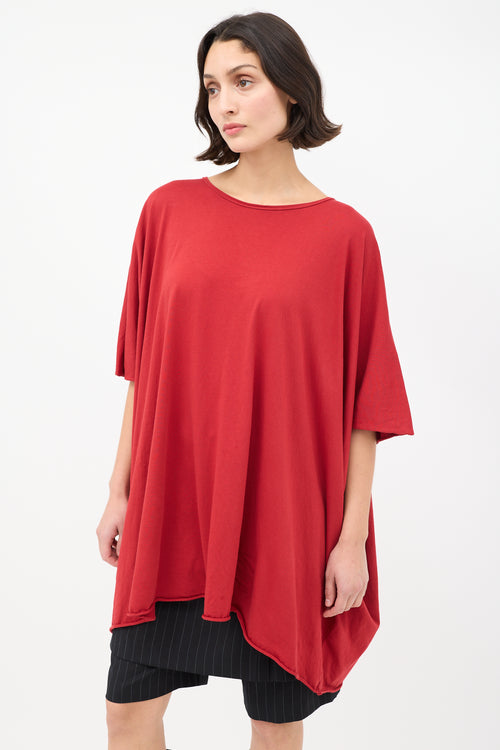 Rick Owens DRKSHDW Red Cotton Oversized T-Shirt