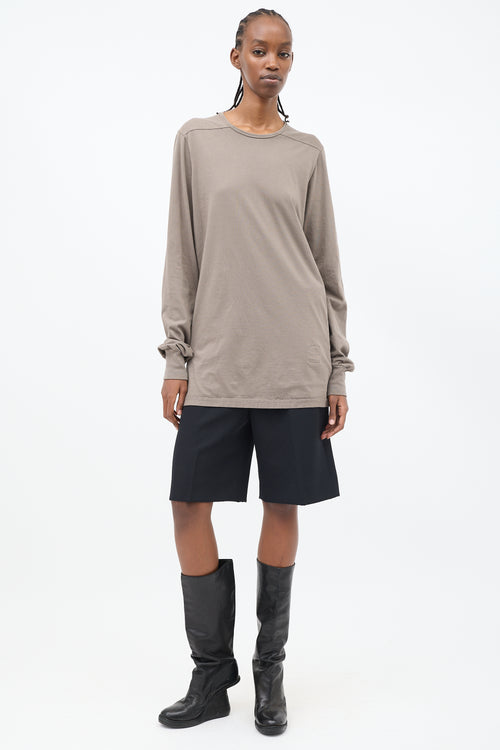 Rick Owens DRKSHDW Taupe Cotton Long Sleeve  Shirt