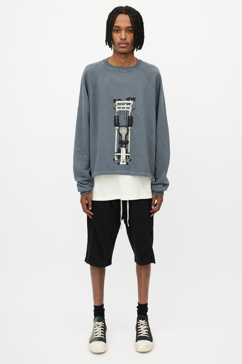 Rick Owens Drkshdw Grey Graphic Print Sweatshirt