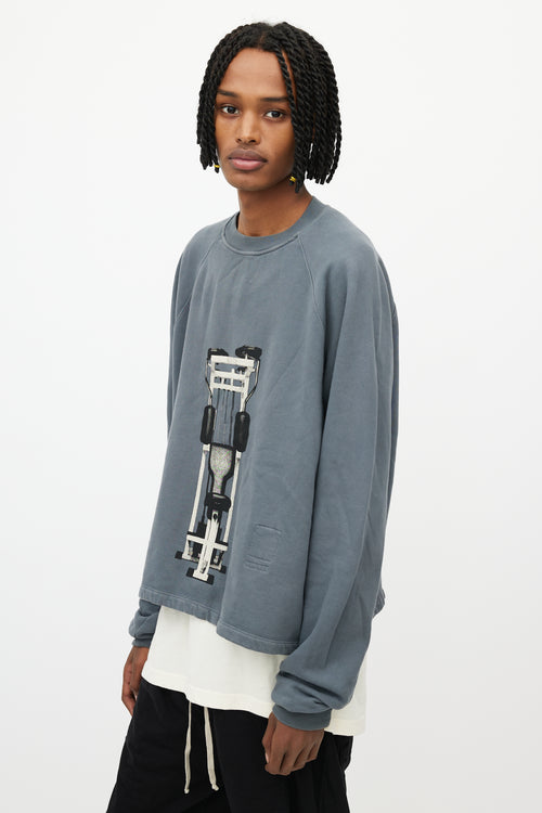 Rick Owens Drkshdw Grey Graphic Print Sweatshirt