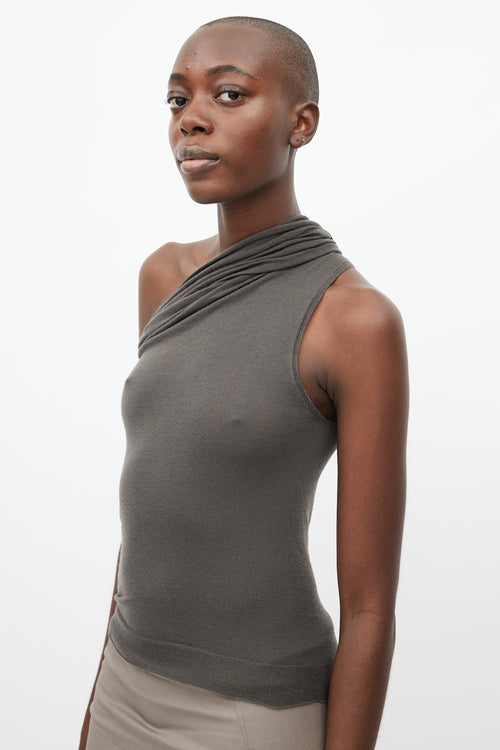 Rick Owens FW 18 Sisyphus Grey Knit One Shoulder Top