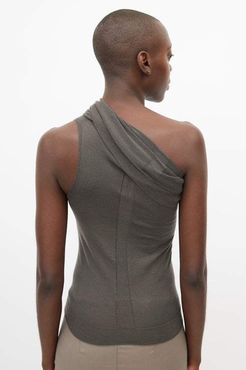 Rick Owens FW 18 Sisyphus Grey Knit One Shoulder Top