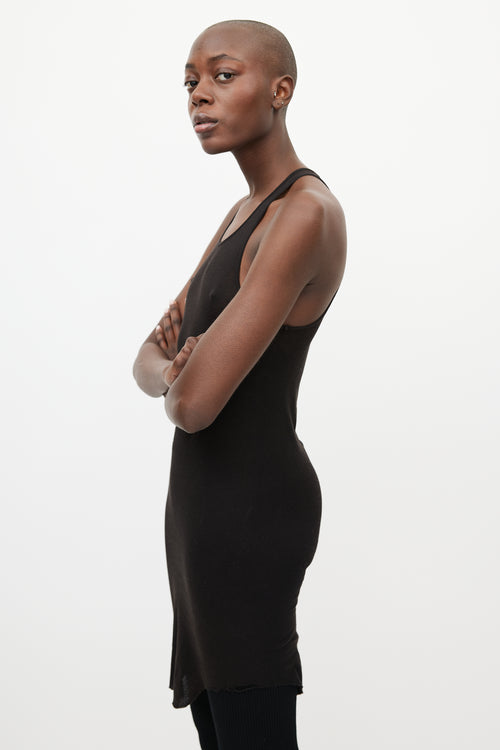 Rick Owens FW 2010 Gleam Black Semi Sheer Tank Dress