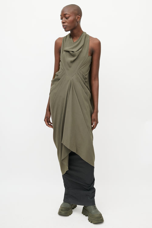 Rick Owens FW 2012 Mountain Khaki Green Drape Dress