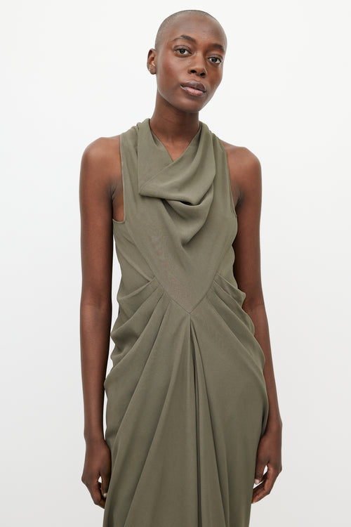 Rick Owens FW 2012 Mountain Khaki Green Drape Dress