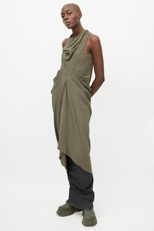 Rick Owens FW 2012 Mountain Khaki Green Drape Dress