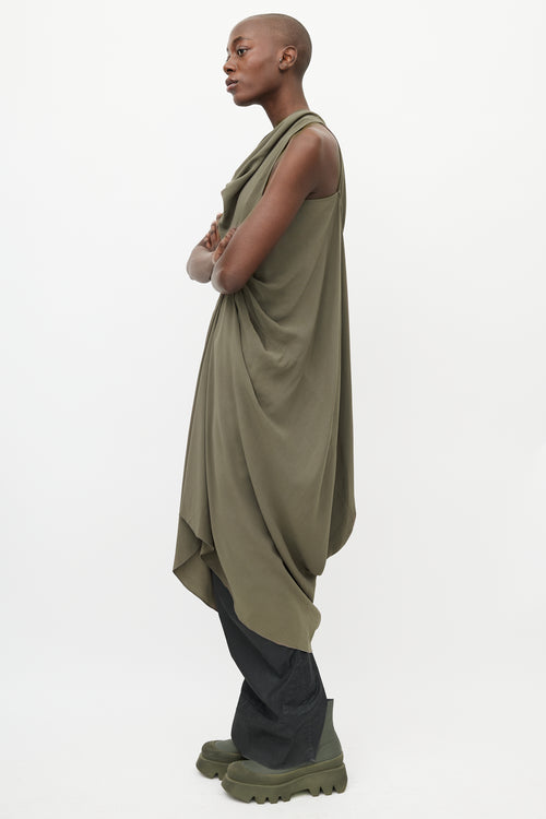 Rick Owens FW 2012 Mountain Khaki Green Drape Dress