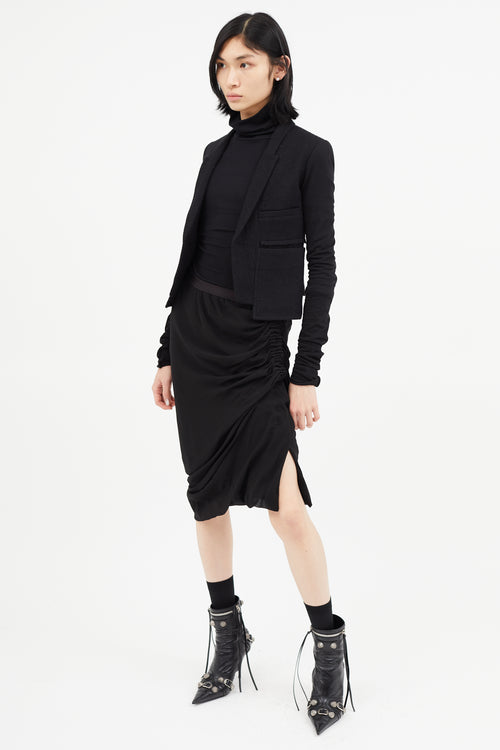 Rick Owens FW 2013 Black Silk Ruched Skirt