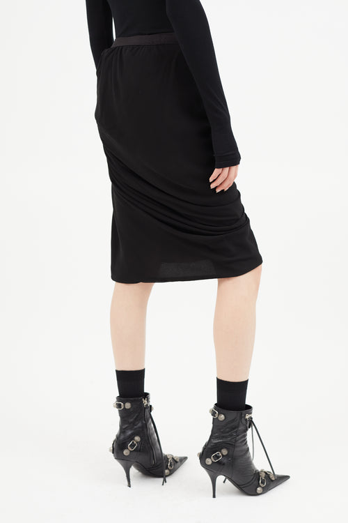 Rick Owens FW 2013 Black Silk Ruched Skirt