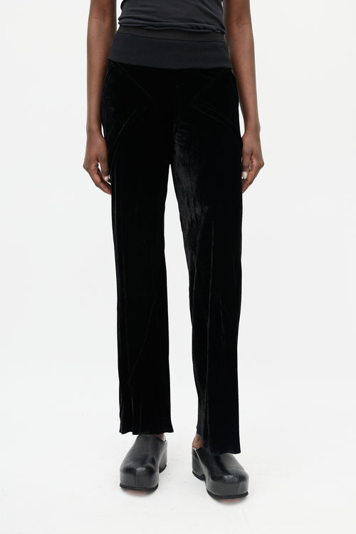 Rick Owens FW 2016 Mastodon Black Velvet Flared Pant