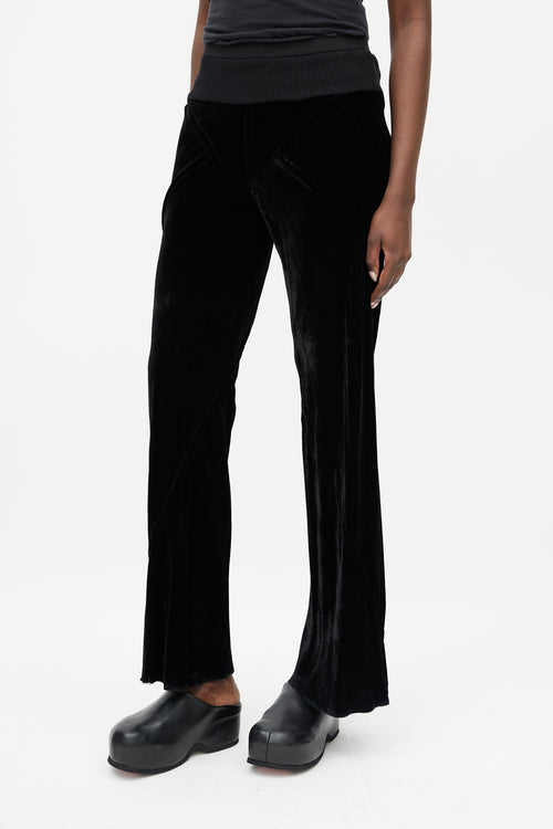 Rick Owens FW 2016 Mastodon Black Velvet Flared Pant