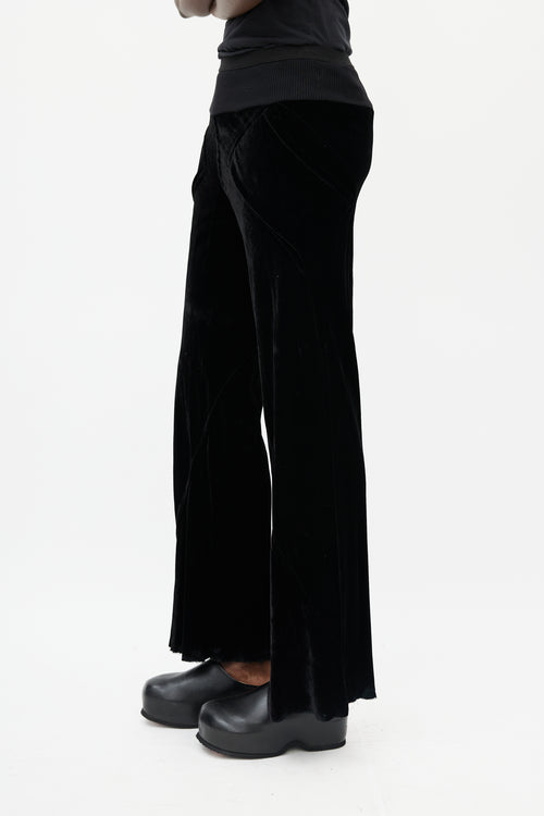 Rick Owens FW 2016 Mastodon Black Velvet Flared Pant