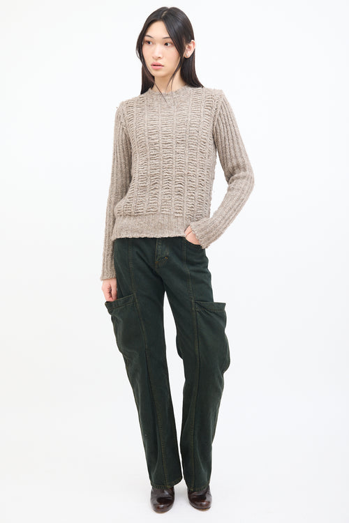 Rick Owens FW 2018 Beige Wool Ladder Knit Sweater