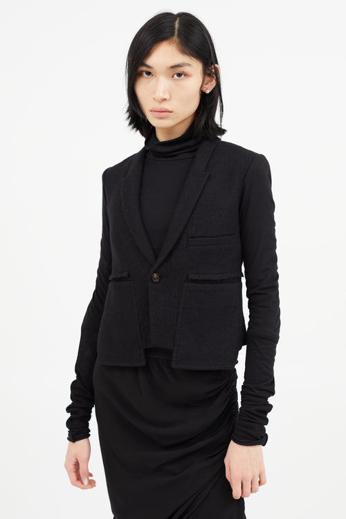 Rick Owens FW 2018 Black Wool 
Stretch Sleeve Blazer