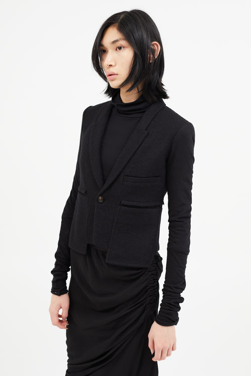 Rick Owens FW 2018 Black Wool 
Stretch Sleeve Blazer