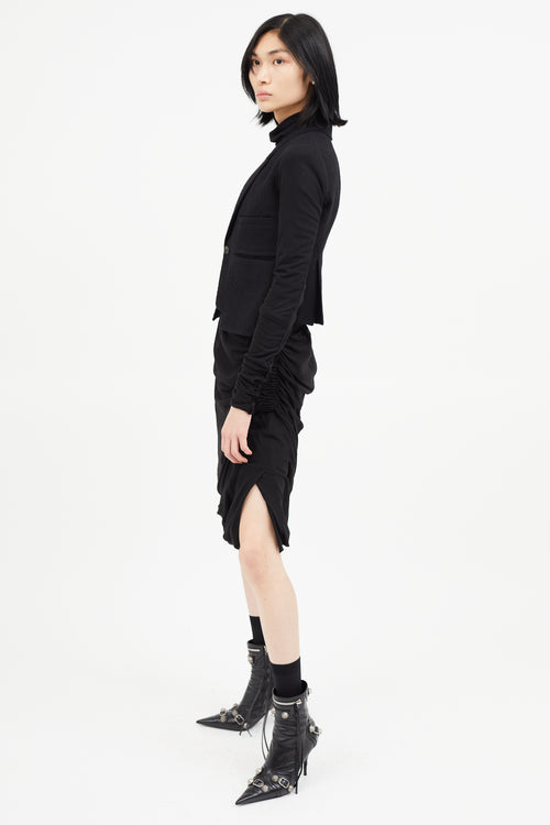 Rick Owens FW 2018 Black Wool 
Stretch Sleeve Blazer