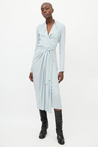 Rick Owens FW 2019 Larry Blue Silk Wrap Dress