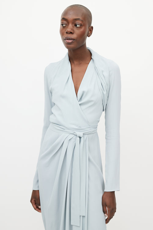 Rick Owens FW 2019 Larry Blue Silk Wrap Dress