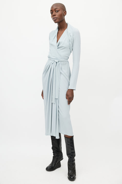 Rick Owens FW 2019 Larry Blue Silk Wrap Dress