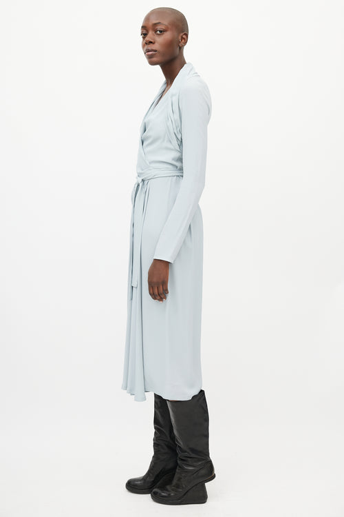 Rick Owens FW 2019 Larry Blue Silk Wrap Dress