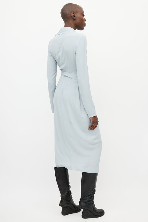 Rick Owens FW 2019 Larry Blue Silk Wrap Dress