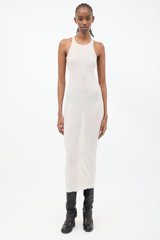 Rick Owens FW 2021 Beige Cotton Midi Tank Dress