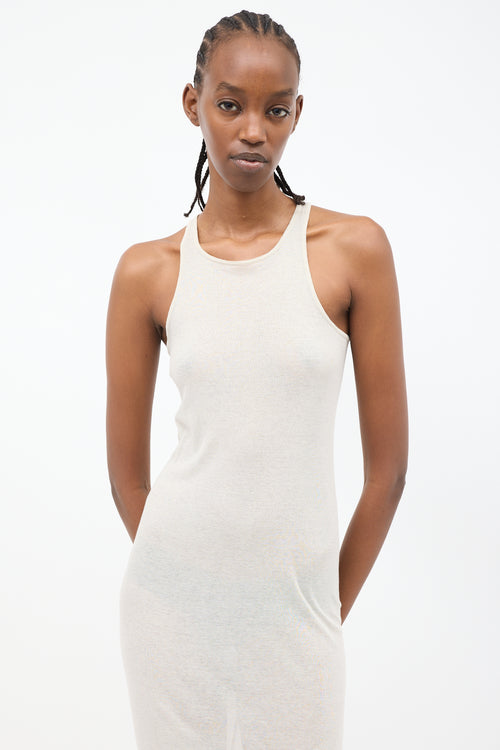 Rick Owens FW 2021 Beige Cotton Midi Tank Dress