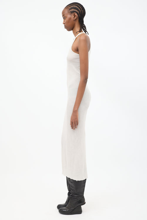 Rick Owens FW 2021 Beige Cotton Midi Tank Dress