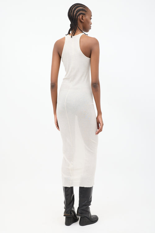 Rick Owens FW 2021 Beige Cotton Midi Tank Dress