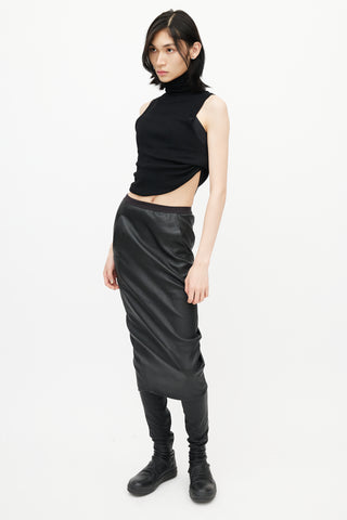 Rick Owens FW 21 Black Leather Pencil Skirt