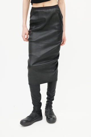 Rick Owens FW 21 Black Leather Pencil Skirt