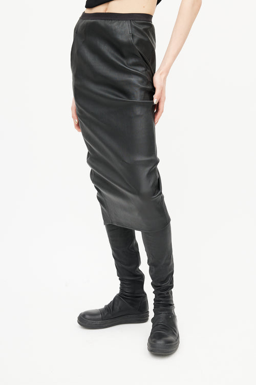 Rick Owens FW 21 Black Leather Pencil Skirt