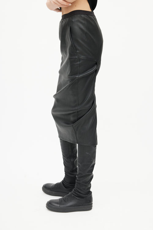 Rick Owens FW 21 Black Leather Pencil Skirt