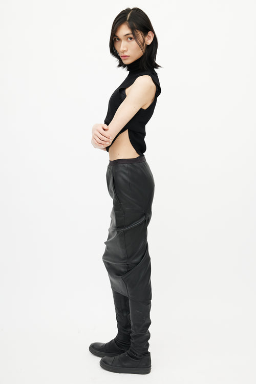 Rick Owens FW 21 Black Leather Pencil Skirt