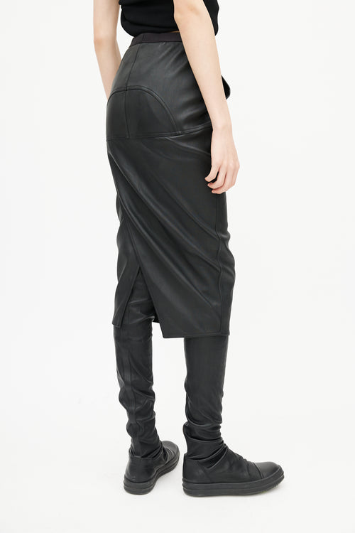 Rick Owens FW 21 Black Leather Pencil Skirt