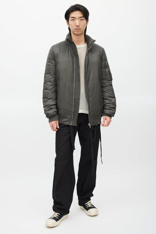 Rick Owens Green Down Hooded Jacket