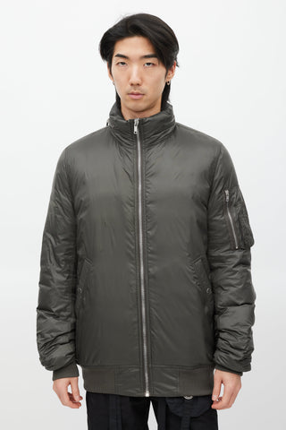 Rick Owens Green Down Hooded Jacket