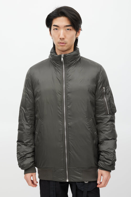 Rick Owens Green Down Hooded Jacket