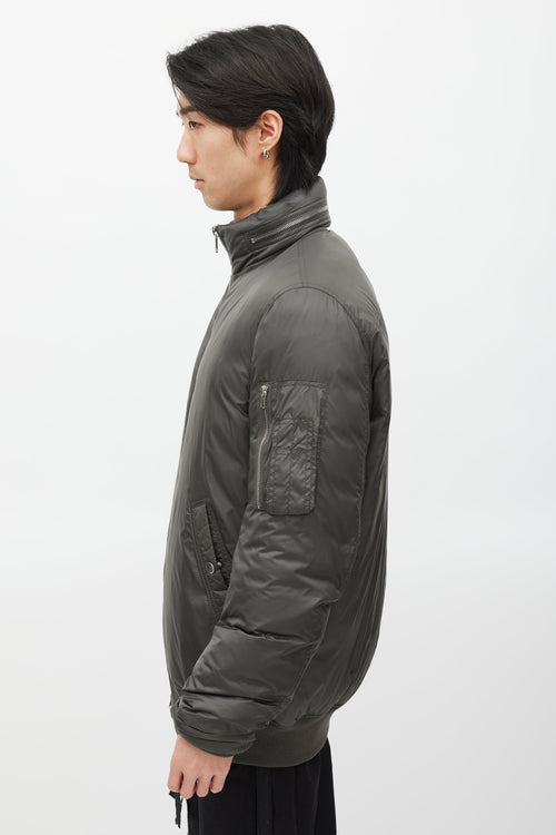 Rick Owens Green Down Hooded Jacket