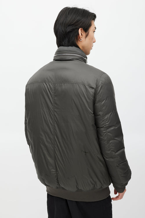 Rick Owens Green Down Hooded Jacket