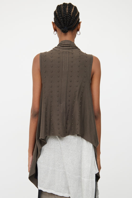 Rick Owens Brown Knit Open Front Vest