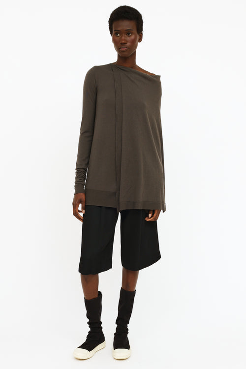 Rick Owens FW18 Grey Attached Shawl Sweater