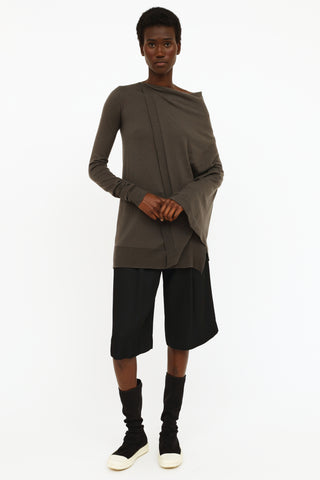 Rick Owens FW18 Grey Attached Shawl Sweater