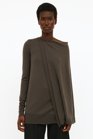 Rick Owens FW18 Grey Attached Shawl Sweater