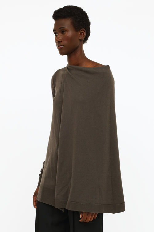 Rick Owens FW18 Grey Attached Shawl Sweater