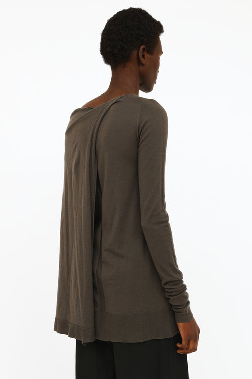 Rick Owens FW18 Grey Attached Shawl Sweater