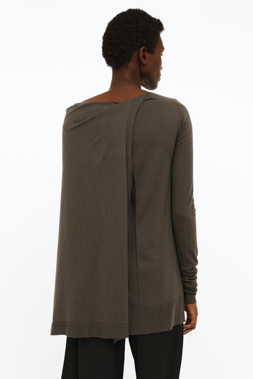 Rick Owens FW18 Grey Attached Shawl Sweater